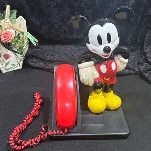 Vintage AT&T Mickey Mouse Telephone with Red Handset (working)